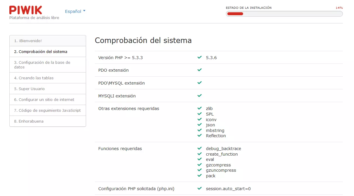 Imagen: Piwik Instalacion