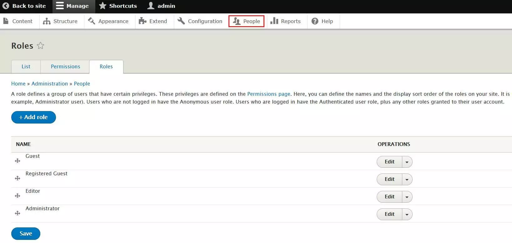 Imagen: Tutorial de Drupal: gestión de grupos en el menú “Usuarios” de Drupal