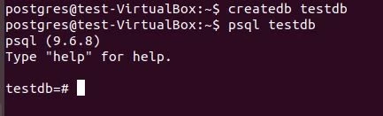 Imagen: Ubuntu 17.10: cliente psql conectado con testdb