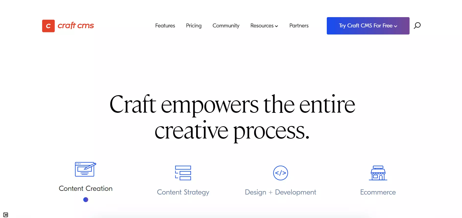 Imagen: Página de inicio de Craft