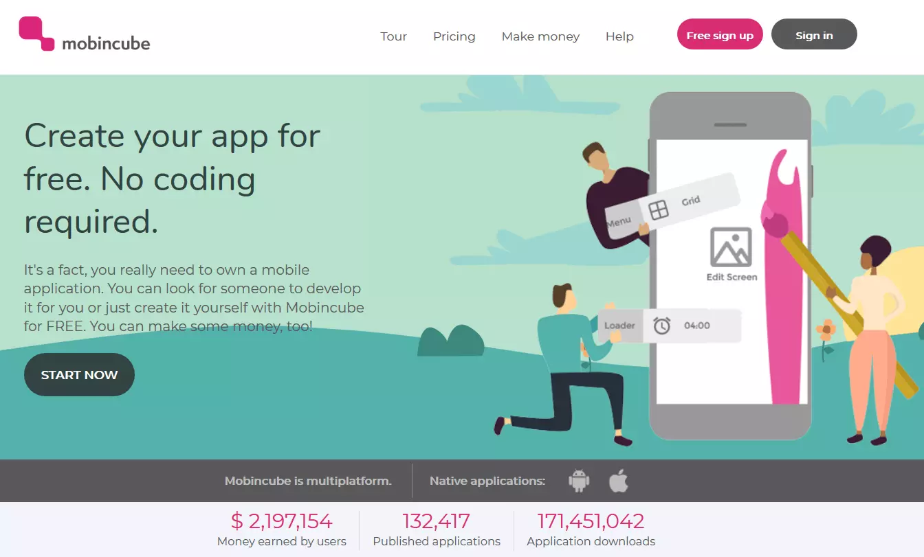 Imagen: Página web del app creator Mobincube