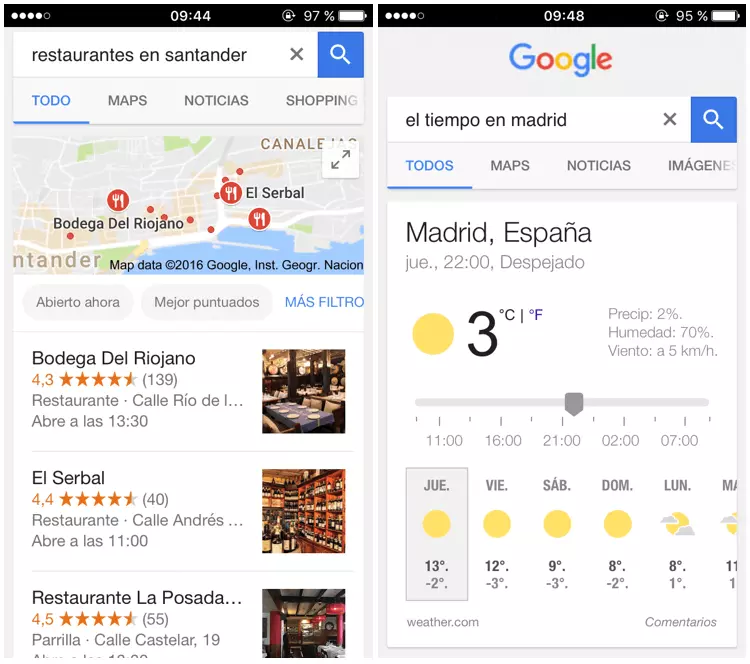 Imagen: Búsqueda móvil local en Santander y Madrid