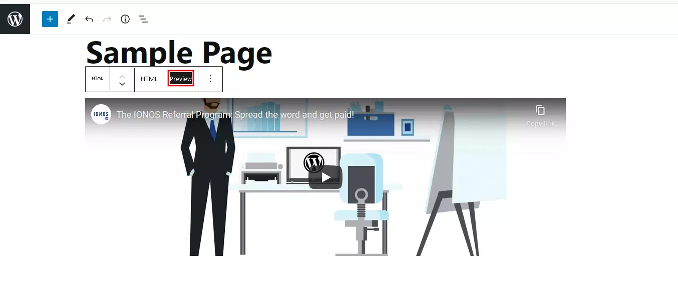 Imagen: WordPress: vídeo de ejemplo insertado desde YouTube