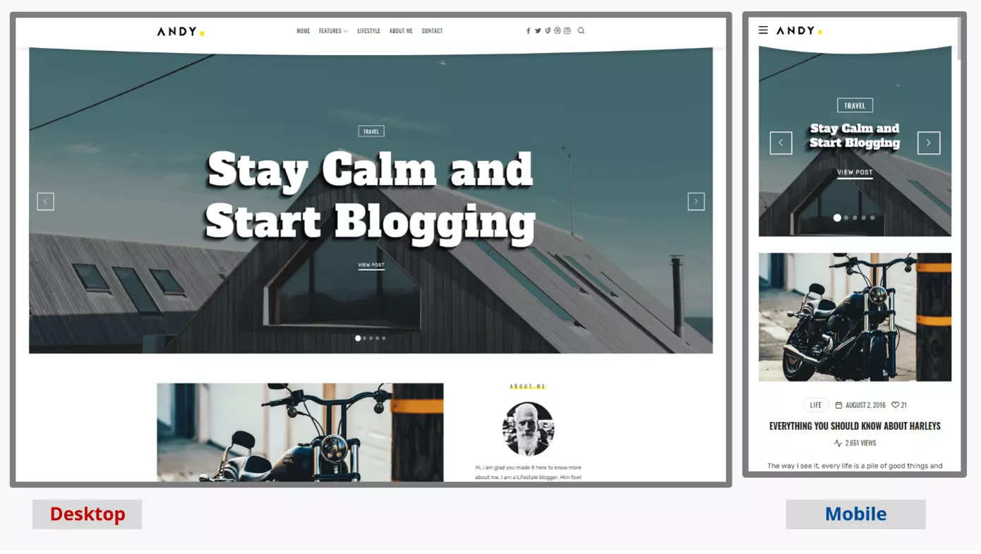 Imagen: Captura de pantalla de la plantilla de blog de WordPress TheBlogger