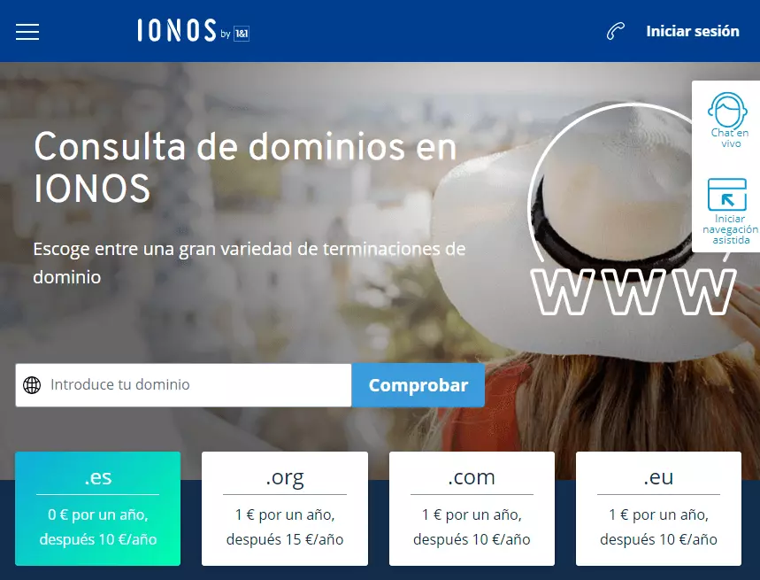 Imagen: Comprueba la disponibilidad del dominio que deseas con IONOS 