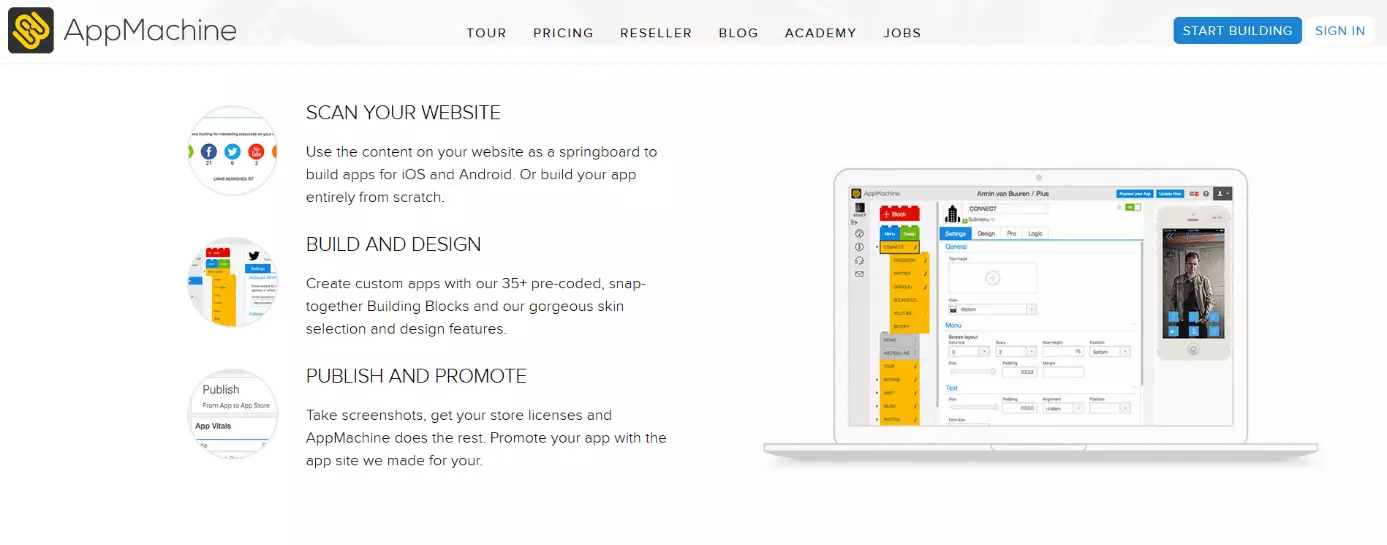 Imagen: Página web de AppMachine