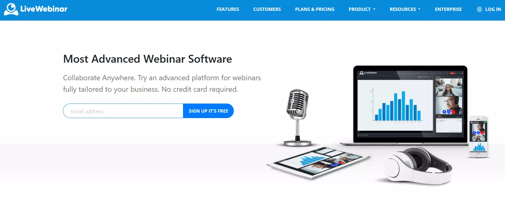 Página de inicio de LiveWebinar Imagen: Página de inicio de LiveWebinar
