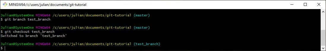 Imagen: Tutorial de Git: cambio de rama con Git-Bash