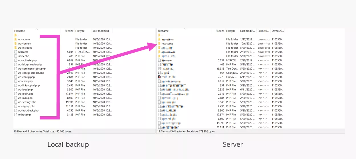 Imagen: Subdirectorio para un entorno de pruebas de WordPress